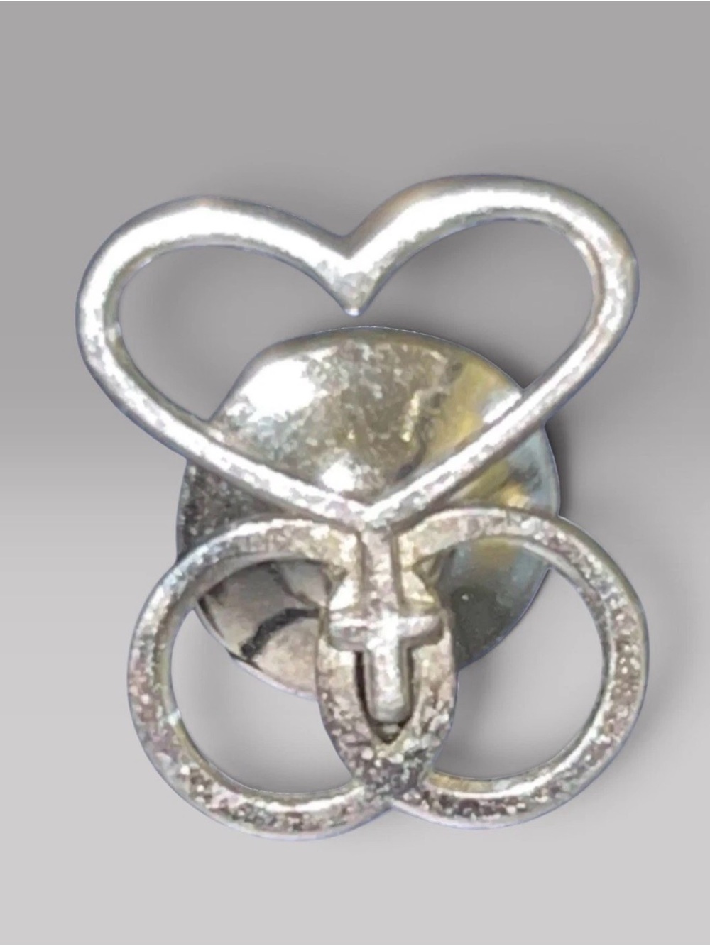 D&G Vintage Sterling Silver Faith Hope Love Symbol Lapel Tac Pin unisex